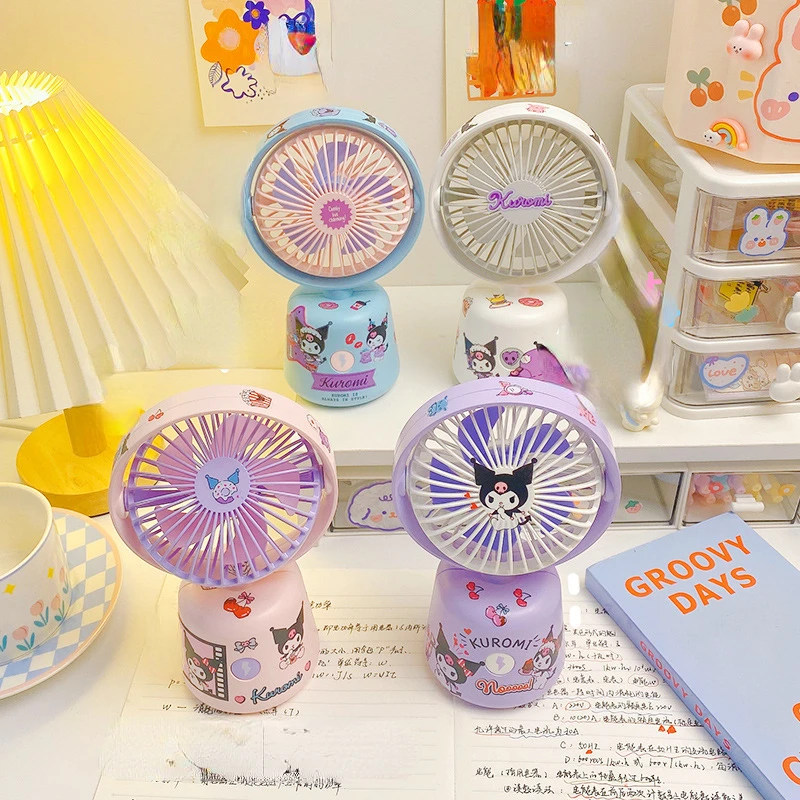 

Kawaii Sanrio Kuromi big wind desktop desktop small fan student portable up and down wind usb charging outdoor windy mini fan