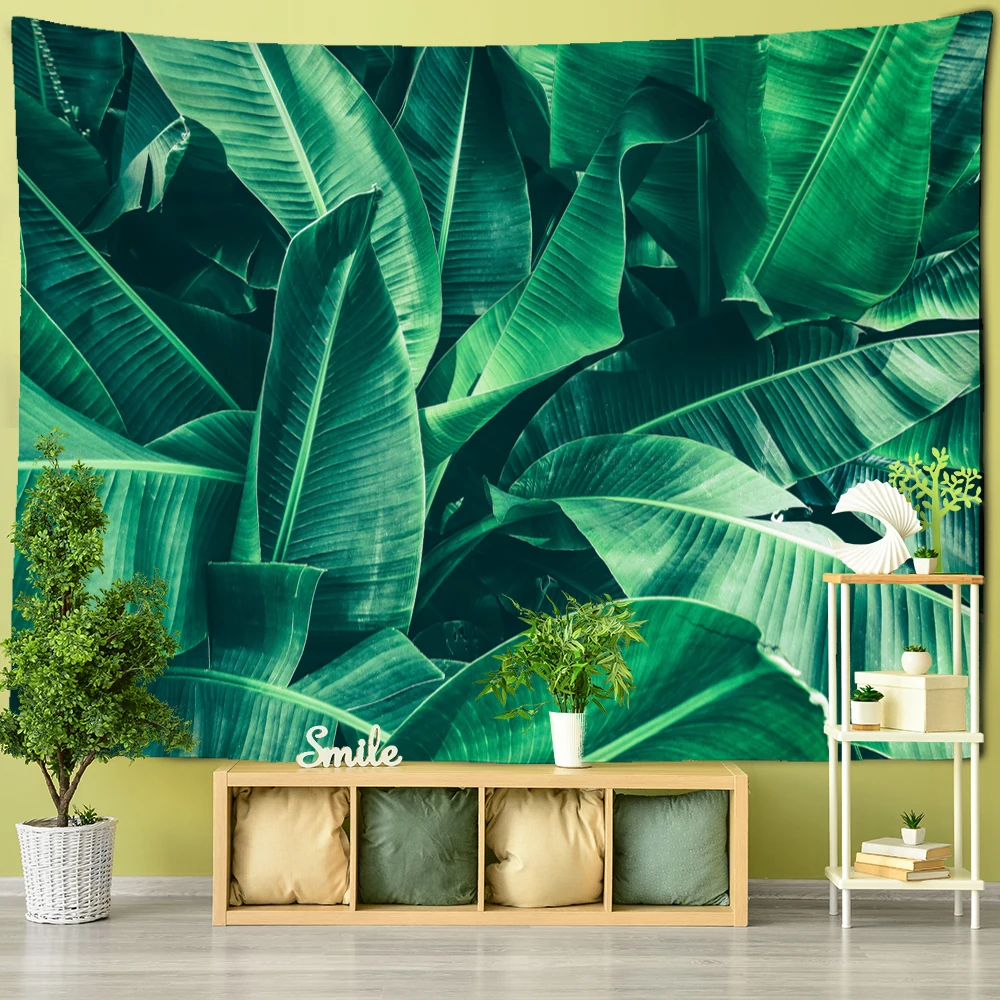 

Bedroom Decor Aesthetic Tapestry Monstera Leaf Tropical Plants Natural Scenery Wall Hanging Home Living Room Dorm Decor Blanket