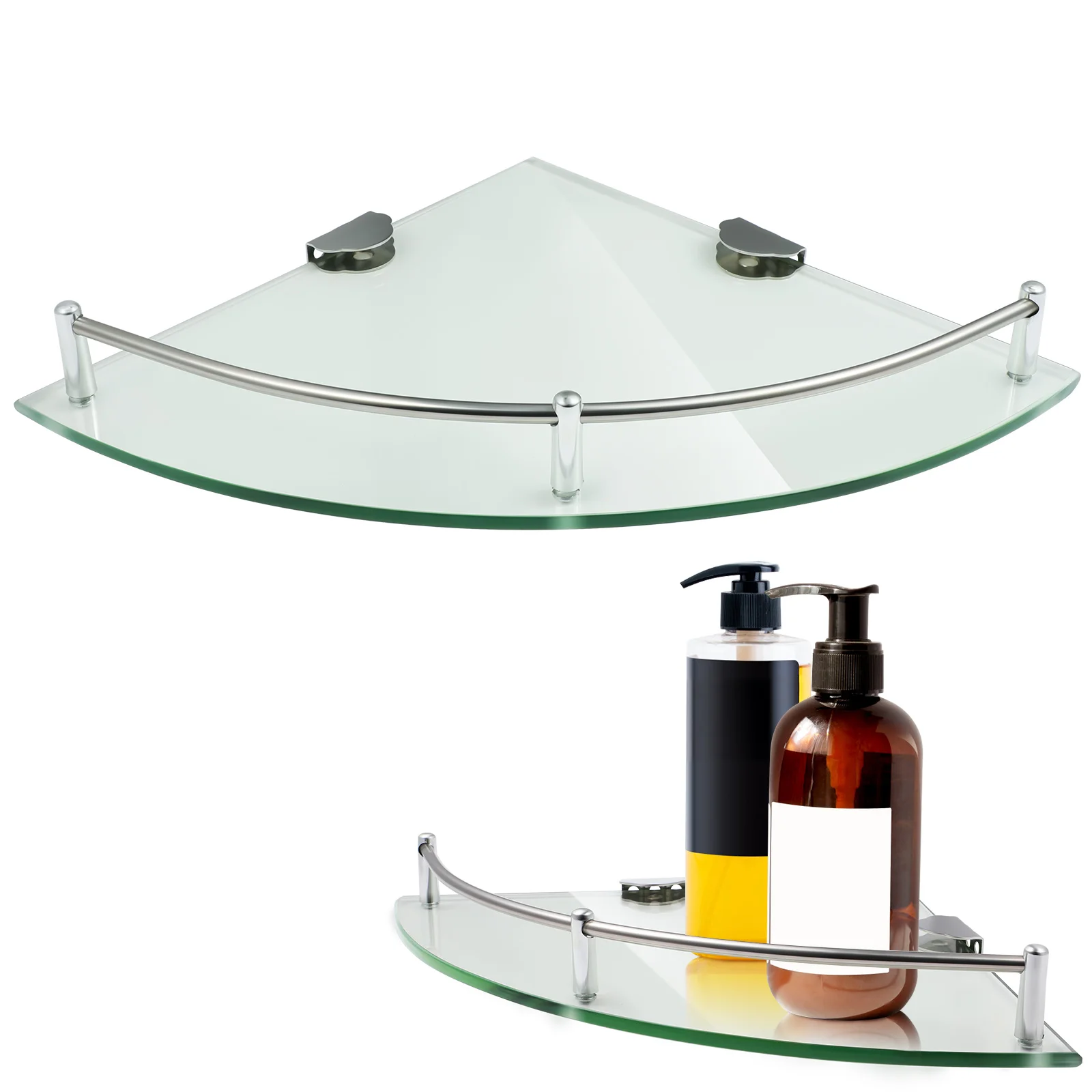 

Bathroom Glass Corner Shelf Wall Corner Rack Storage Organizer Shower Rack Wall Mounted Shelf Bathroom Holder Shower Shelf