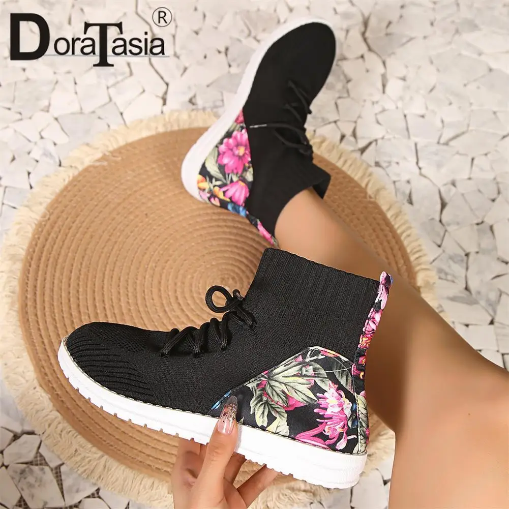 

Big Size 43 Ladies Round Toe Platform Ankle Boots Fashion Cross-tied Mixed Colors Wedges Heel women's Boots Casual Shoes Woman