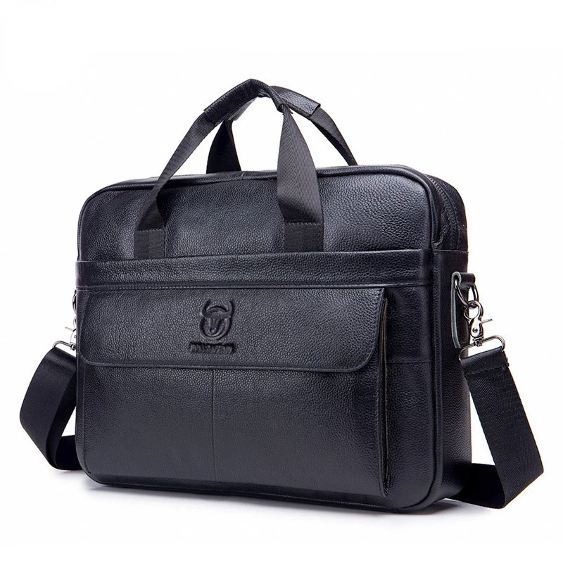 Men's Briefcase Large Capacity Genuine Cowhide Leather Business Laptop Shoulder Messenger Bag