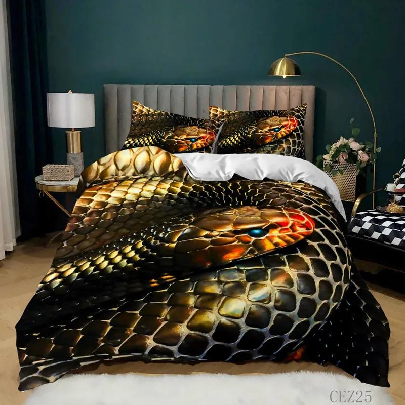 

Комплект постельного белья «Змея», пододеяльник с 3D принтом рептилий, Королевский размер, для детей и взрослых, украшение для гостиной, одея...