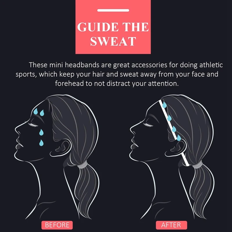 4 Pcs Women Sweatbands Football Yoga Pure Hair Bands Anti-slip Elastic Rubber Thin Sports Headband Men Hair Accessories Headwrap