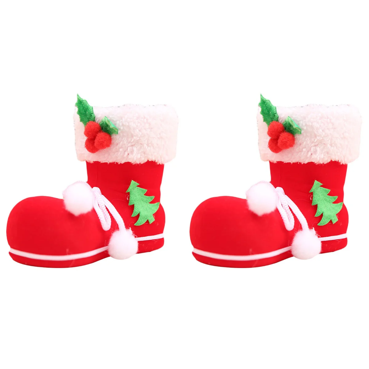 

6 pcs Christmas Candies Bags Favors Goodies Containers Boots Stockings for Hanging Decorations Centerpieces