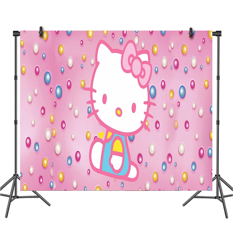 Фон для студийной фотосъемки с рисунком Hello Kitty на день рождения | Дом и сад