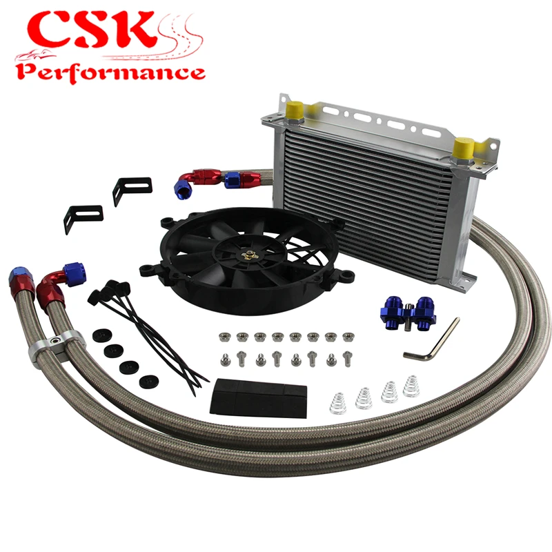 

22 Row Oil Cooler & Electric Fan Kit Fits for BMW E36 6cyl 92-98 E46 M3 E90 335i 01-06 E92 E93 335i 07-12 E82 135i 1M 08-13
