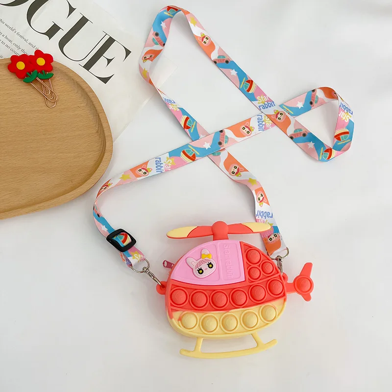 

The new rodent pioneer cute little plane silicone shoulder bag bubble pinch music children's decompression coin purse