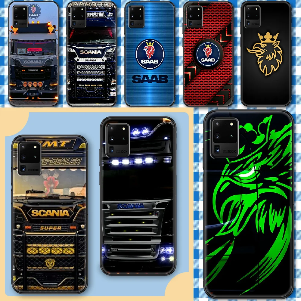 

saabs truck logo scaniaes Phone case For Samsung Galaxy Note 4 8 9 10 20 S8 S9 S10 S10E S20 Plus UITRA Ultra black pretty Etui
