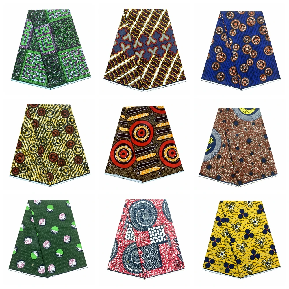 

2023 Green Ankara African Wax Prints 100% cottonr Fabric Binta Real Wax High Quality 6 yard African Fabric for Party Dress