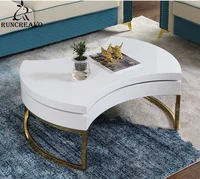 Modern Creative Rotating Coffee Table Storage Round Sofa Table Living Room Center Table Home Furniture Stainless Steel Frame