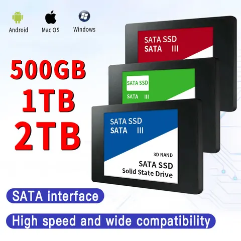 Высокоскоростной твердотельный накопитель 1 ТБ SSD SATA SSD HDD 2,5 дюйма диск SATAIII 500 Гб SSD Внутренний твердотельный накопитель для ноутбука и настольного компьютера