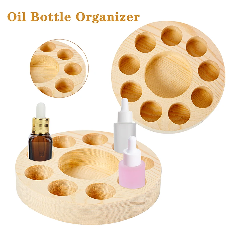 

10 Holes Aromatherapy Oil Bottle Organizer Display Stand Essential Oil Bottle Holder Wood Displaying Storage Organizer Rack Hold