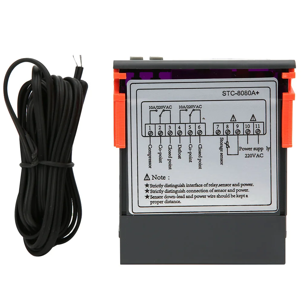 

STC-8080A+ Digital Thermostat Refrigerating Defrosting Alarming Temperature Controller Temperature Measuring Tools