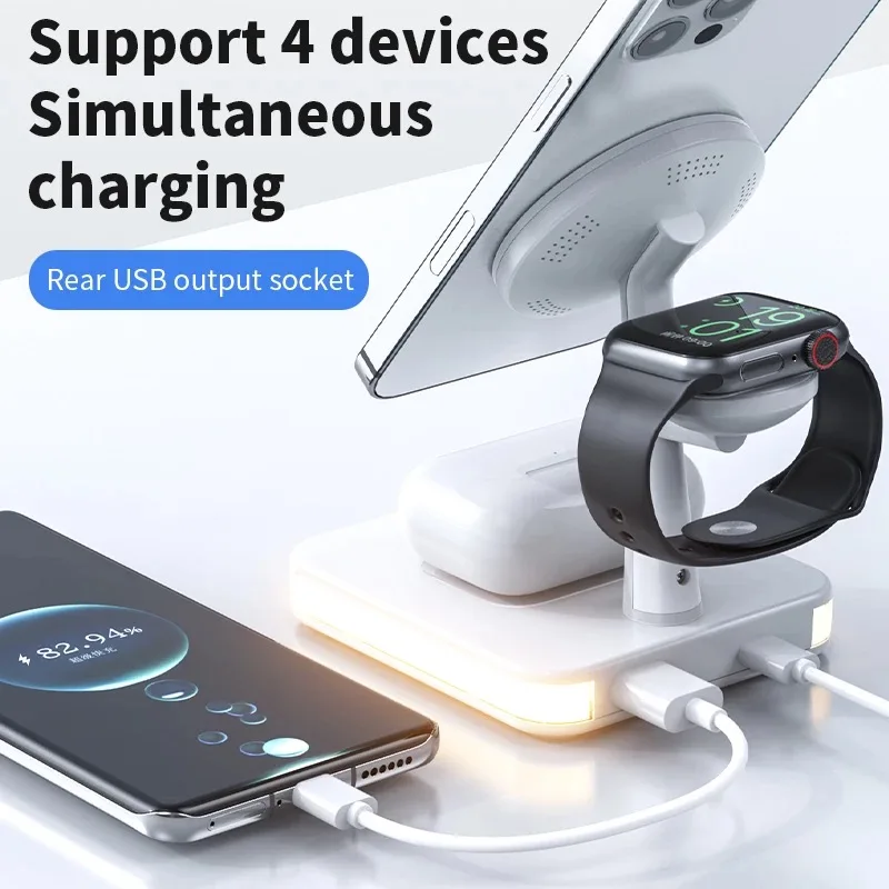 

Беспроводное зарядное устройство Qi 3 в 1 для iPhone 13 12 Pro Max Mini Apple Watch Airpods Pro, зарядная док-станция с подсветкой, 25 Вт