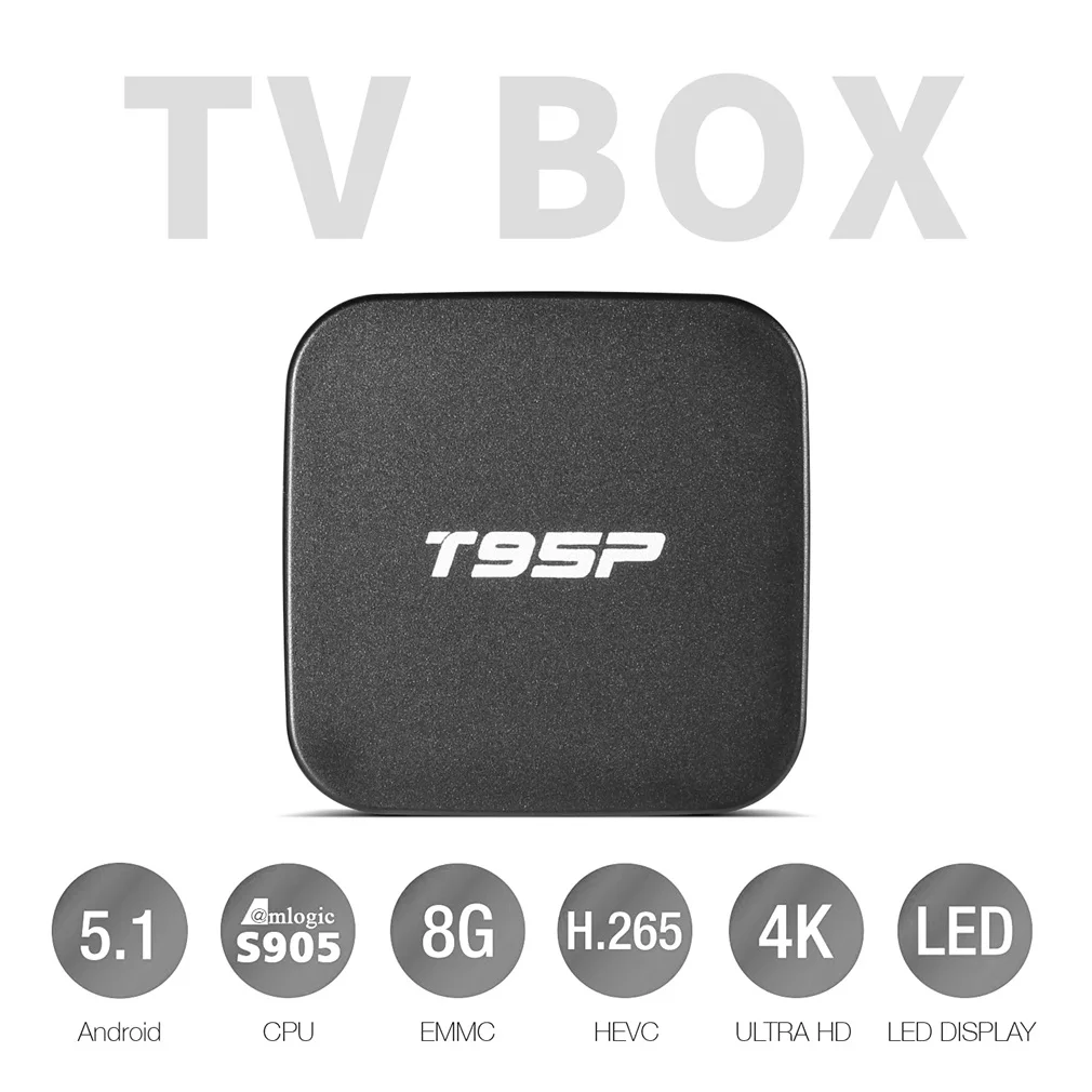 

Мини ТВ-приставка T95P S905 Android 6.0 четырехъядерный 2 ГБ 8 ГБ Wifi 2,4 ГГц потоковый медиаплеер US Plug 2 + 8 Гб RAM T95P ТВ-приставка