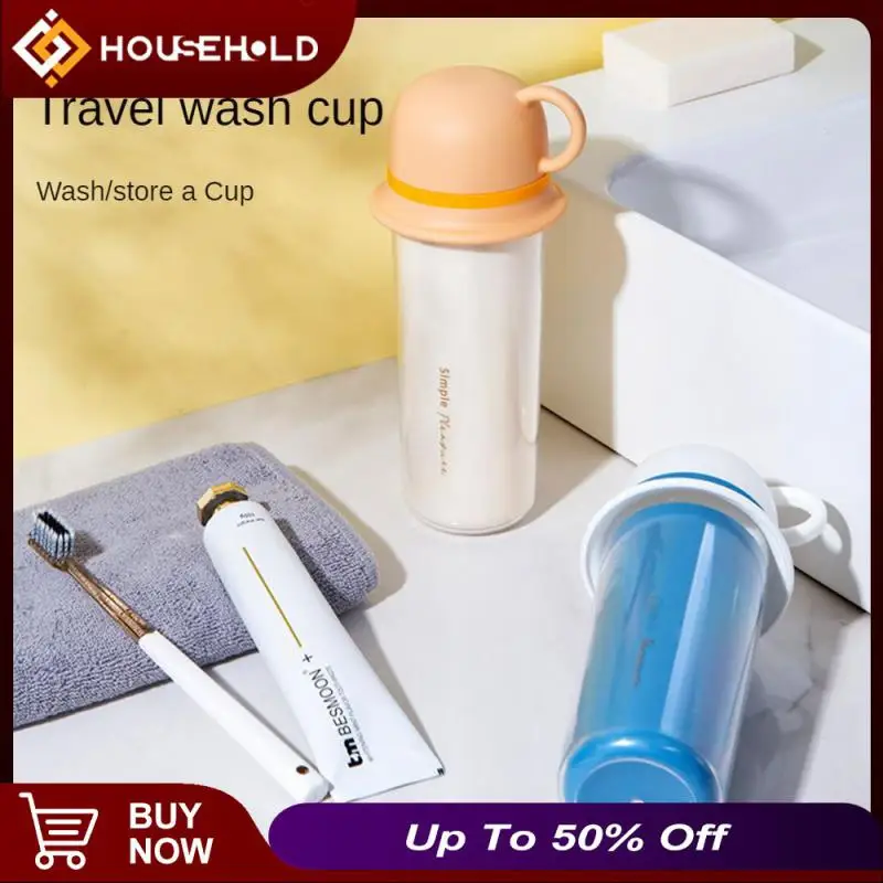 

Tight Opening And Closing Travel Wash Cup Easy To Carry Business Trip Three In One Cylinder Travel Suit Mouthwash Cup Set