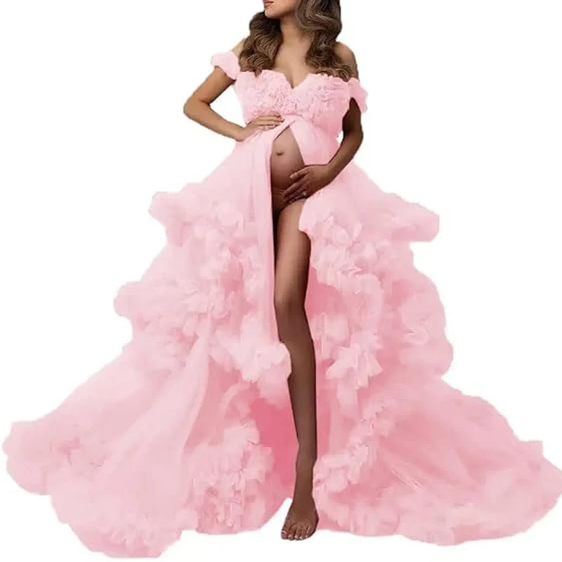 Плавное платье для беременных с разрезом фотосессии детский душ فساتين حو