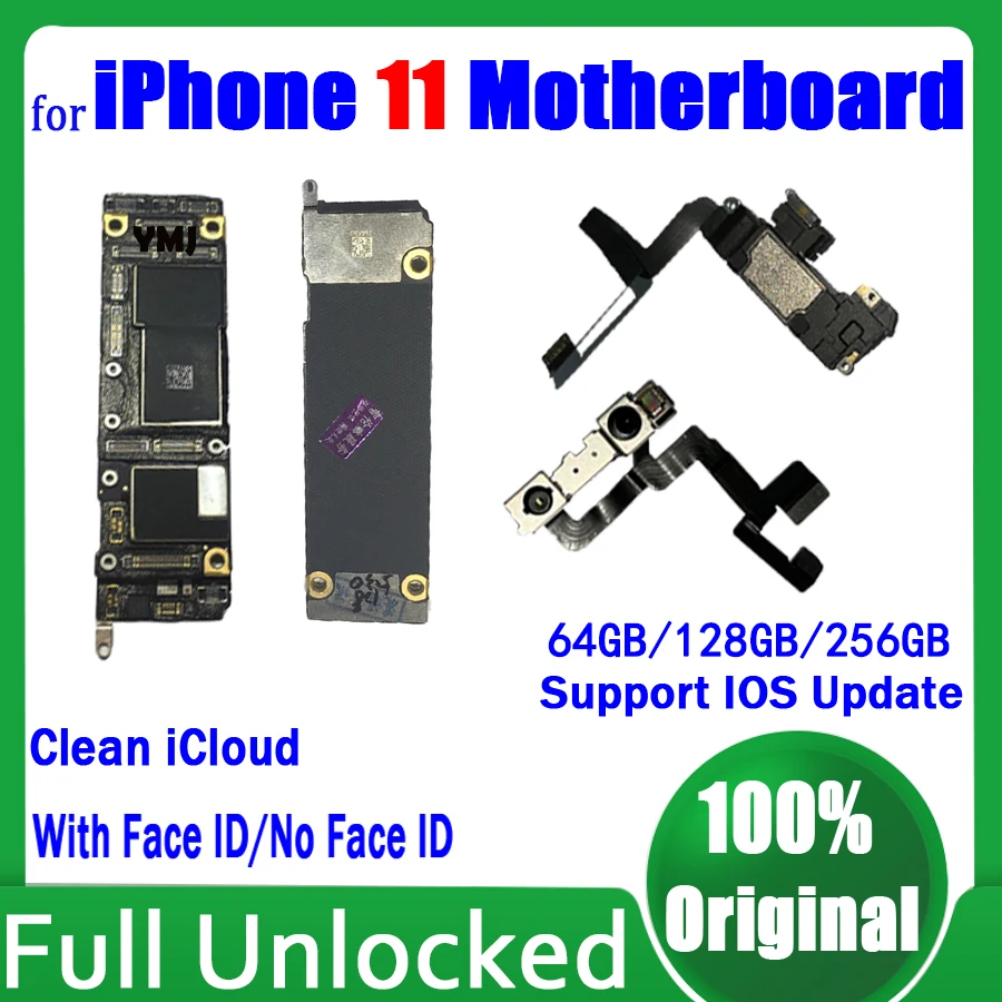 

For iPhone 11 Original Unlocked Motherboard 64GB / 128GB / 256GB Support Update With Full Chips Tested Well Main Logic Board