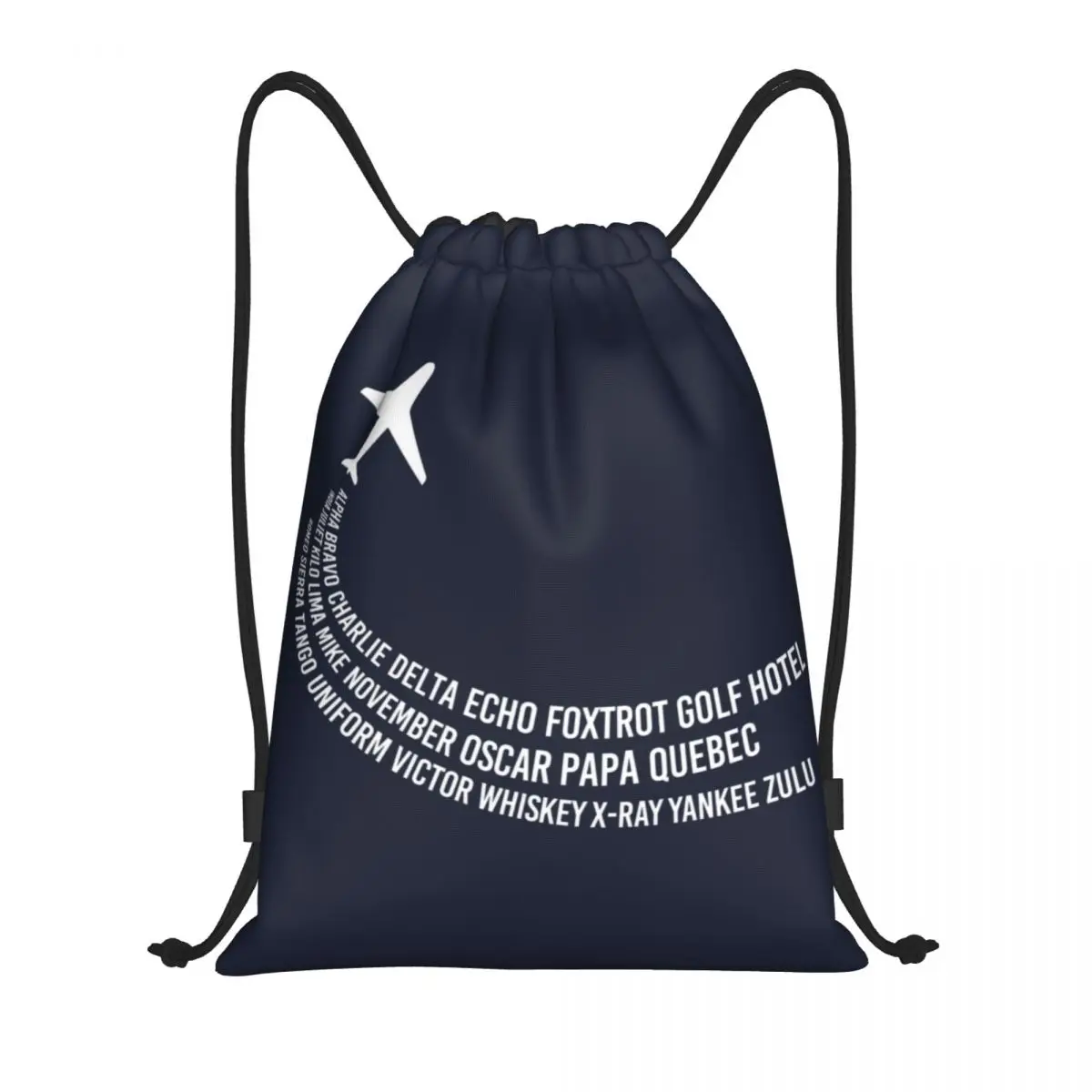 

Custom Phonetic Alphabet Pilot Airplane Drawstring Bag Shopping Yoga Backpacks Women Men Aviation Aviator Sports Gym Sackpack