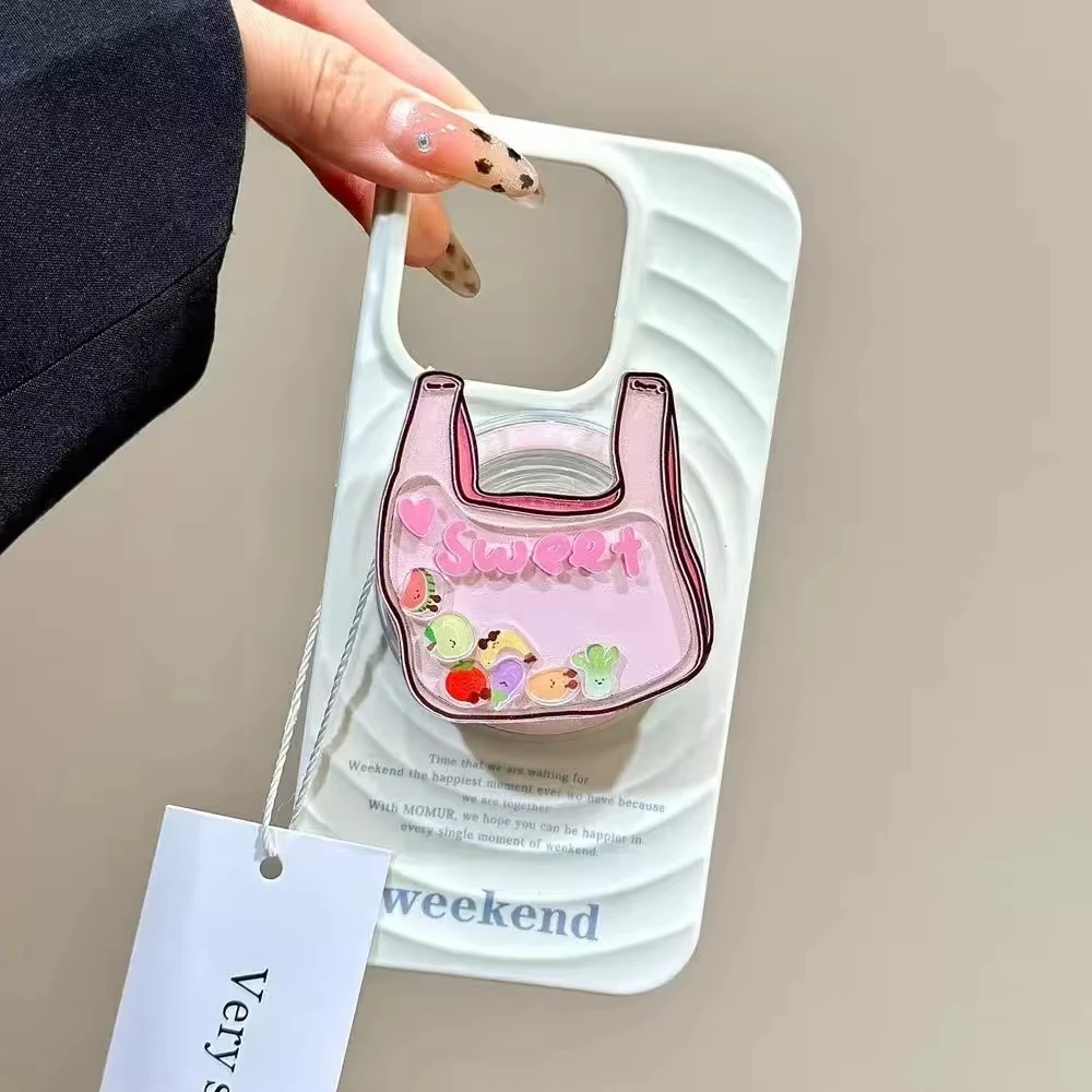 Фото Корейская милая розовая сумка Fruit Shake Rock для Magsafe Griptok, держатель для телефона, кольцо, подставка для пальцев, поддержка IPhone, Samsung, Girl Bracke №5