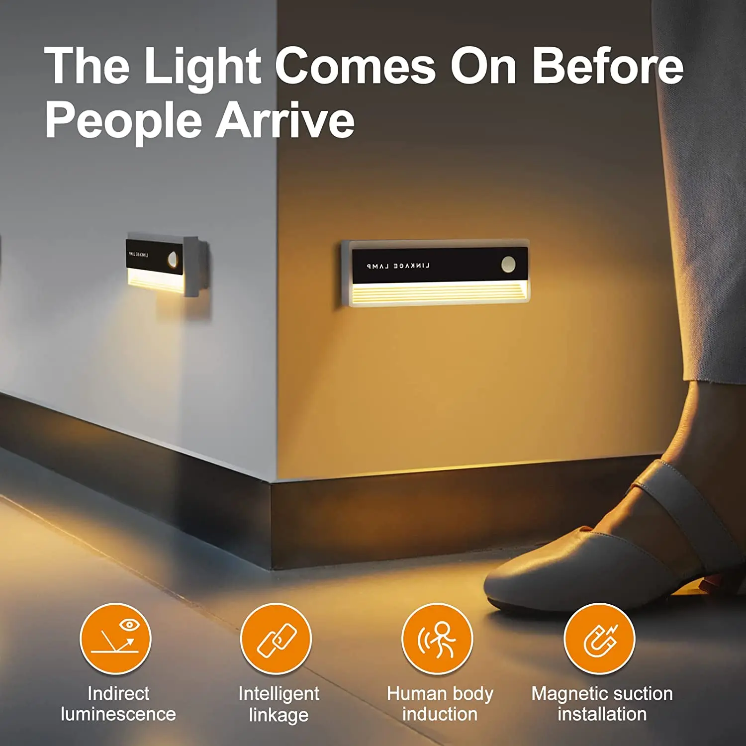 

3PCS LED Motion Sensor Linkage induction Night Light USB Rechargeable Magnetic Stair Lights Bedroom Foot Corridor Cabinet Light