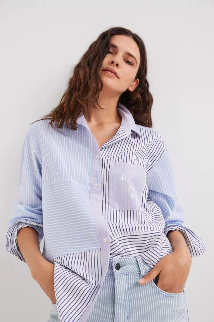 

Международная торговля оригинальное ожерелье испанского квадрата цветная полосатая рубашка для женщин