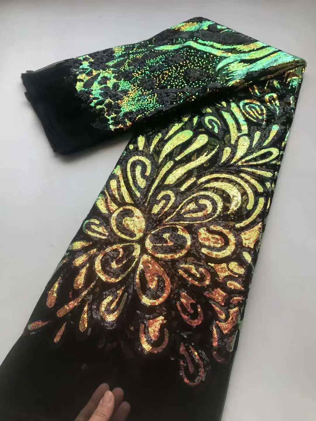 

African Lace Fabric 2022 High Quality Sequins Lace French Mesh Lace Fabric Sequins Nigerian Lace Fabrics For Wedding Dress Sew