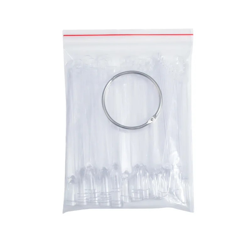50pcs/set Fake Nail UV Gel Nail Piece Transparent with Iron Ring Fan-shaped Plate Manicure Piece Nail Professional Practice Tool images - 6
