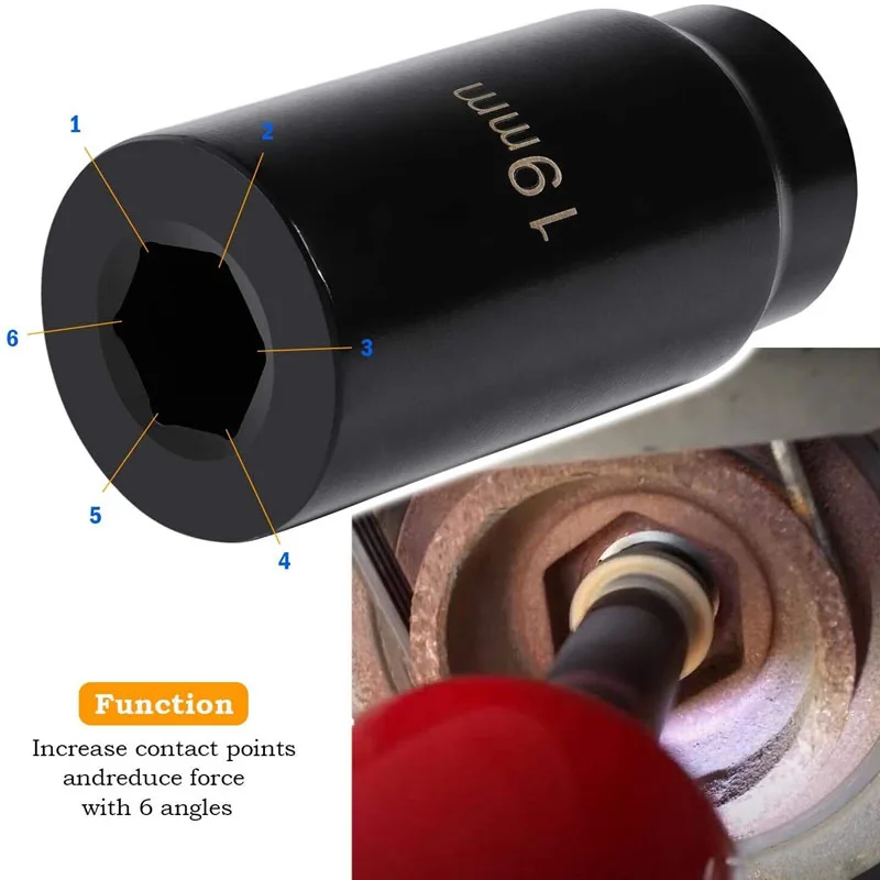 

77080 19mm Harmonic Balancer Socket 3 Times Momentum Power of Standard Impact Sockets for Honda Engines Black Install Hand Tool
