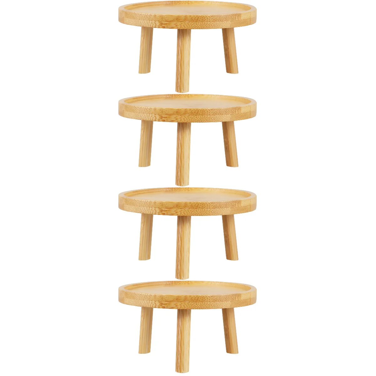 

4 PCS Small Desk Decor Wooden Shelf Rack Balcony Stand Bracket Potted Plants Bonsai Holder