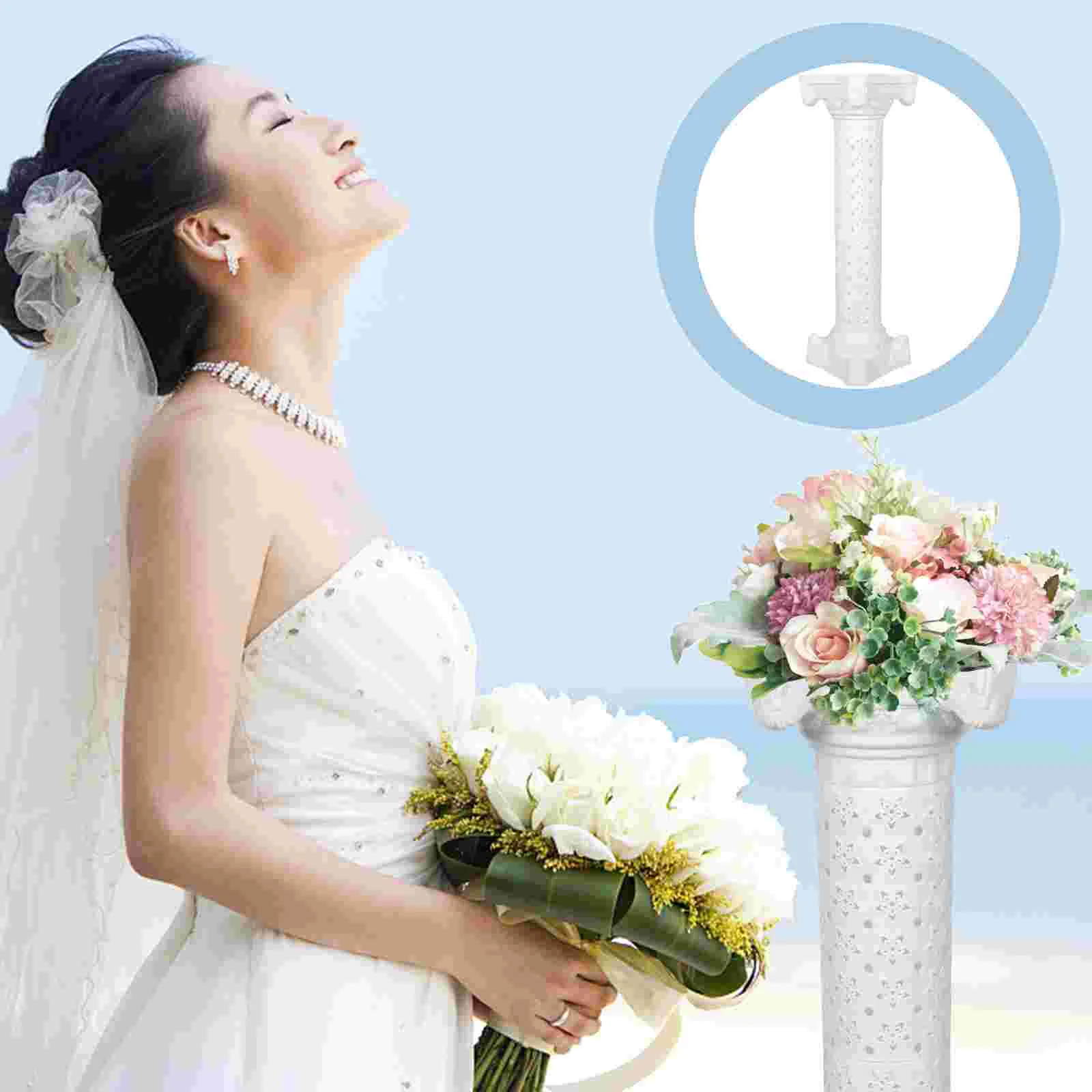 

Roman Column Party Landscape Prop Road Guiding Adornment Plastic Pillar Flower Vase Wedding Hollow Flowerpot Stand