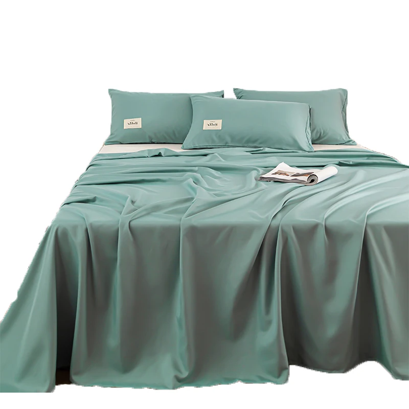 Простыня из стираного хлопка цельное однотонное постельное белье одноместное