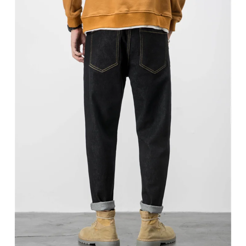 Men Clothing New Pattern Recreational Vintage Broad Leg Black Jeans Straight Cylinder Large Loose Cargo Pants 2022 Autumn Female