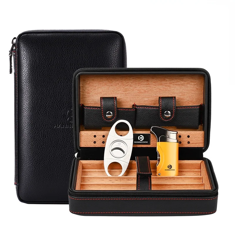 

Набор аксессуаров для сигар HANNICOOK, 3 шт., коробка для прикуривателя сигар, комбинированная коробочка для сигар из кедра, ветрозащитная Бутано...