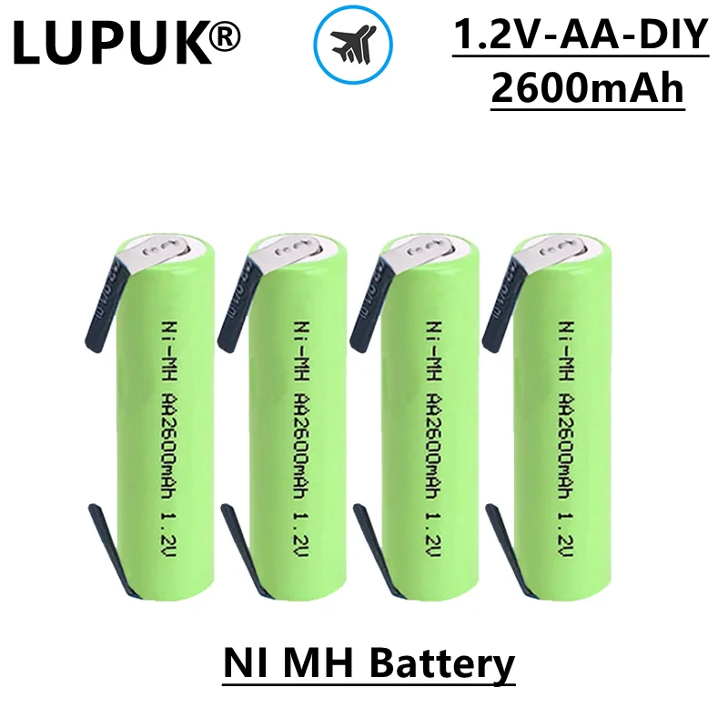 

LUPUK-AA NI MH Rechargeable Battery, DIY, 1.2V, 2600mAh, Light and Easy to Carry, Used For Electric Toothbrush, Razor, Etc