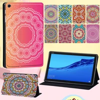 folio tablet case for huawei mediapad m5 lite 8lite 10 110 8 mandala pattern protective shell folding pu leather stand cover