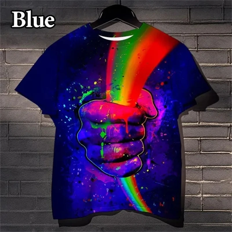 Футболка Мужская/женская с радужным 3D принтом Модный повседневный Топ в стиле