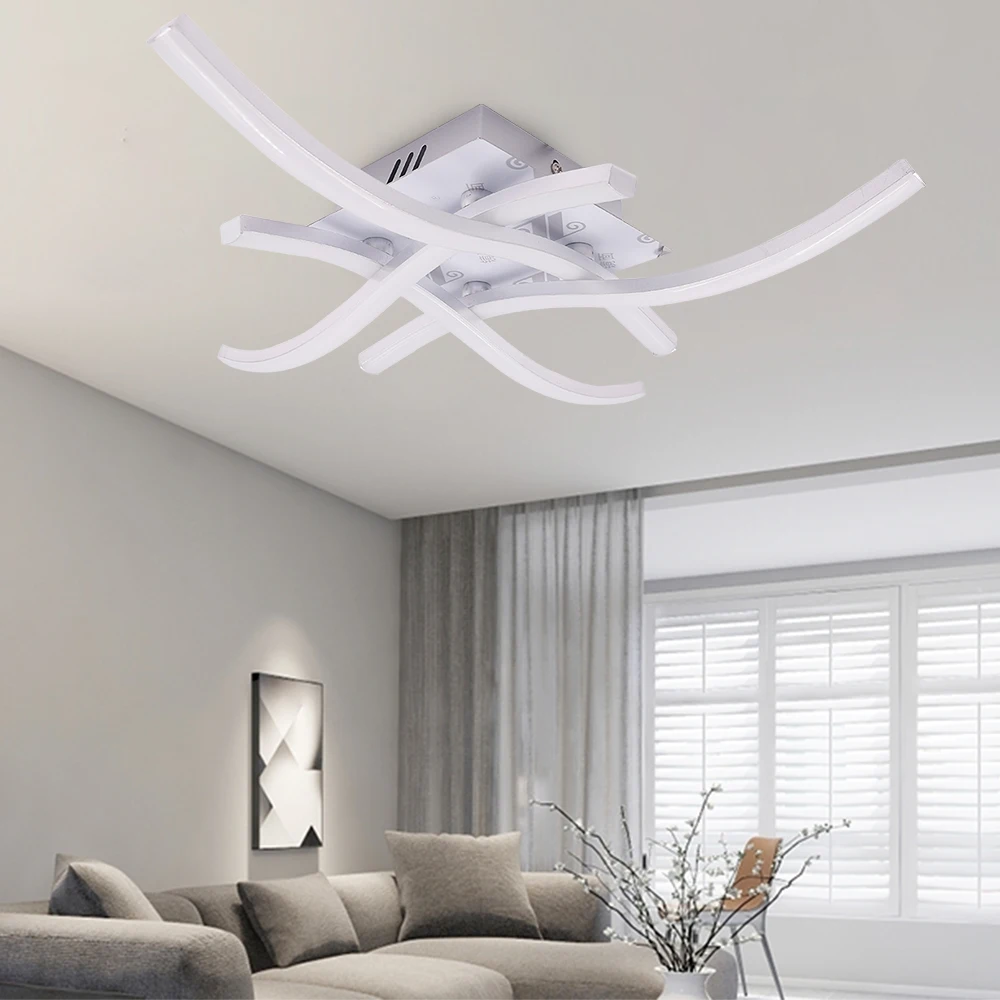 $12.88 LED Ceiling Lights for Bedroom Living Room 24W 18W 12W Modern Pendant Ceiling Lamps AC85-265V Curved Design Ceiling Lighting