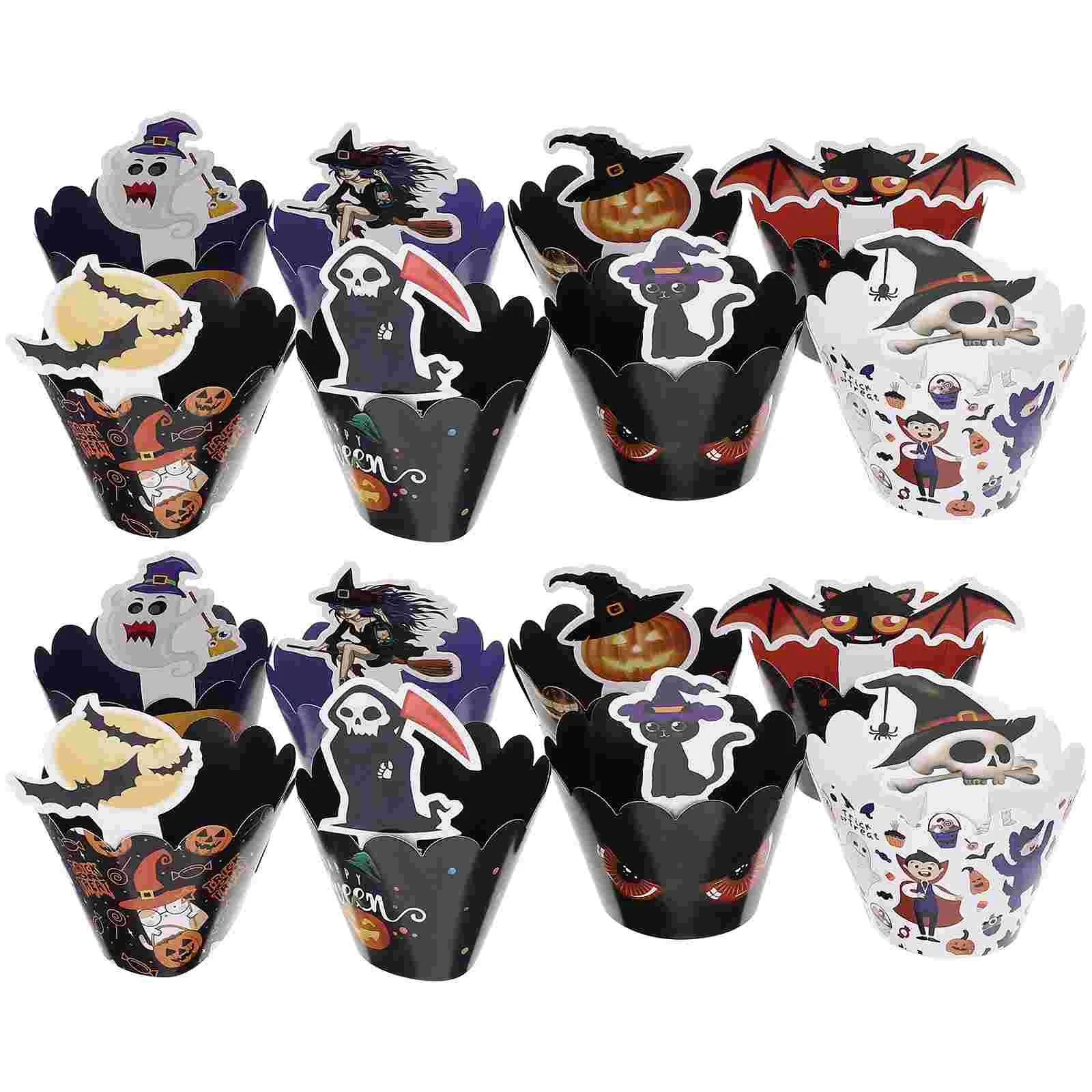 

Cupcake Toppers Cake Decorations Party Pumpkin Wrapper Decoration Horror Haunted Housepicks Liners Supplies Wrappers