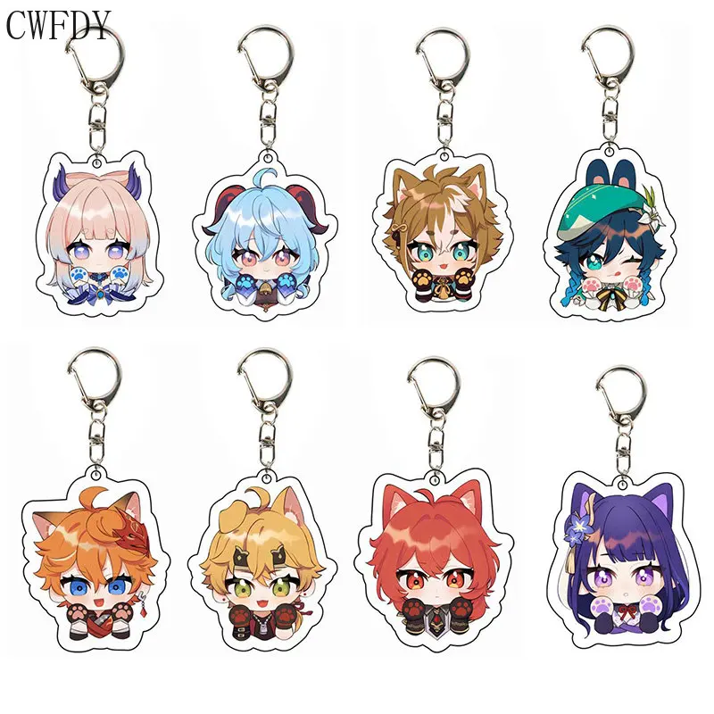 Брелок Game Genshin Impact с Чиби Сяо тартаглия Zhongli Ganyu Hutao разбавитель Yanfei бритва прозрачная акриловая подвеска брелок