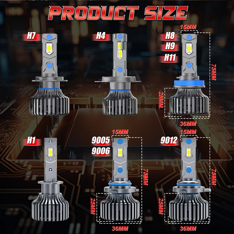 H4 LED H7 H11 Фара высокой мощности Canbus No Error CSP H1 H8 H9 9005 HB3 9006 HB4 9012 HIR2 Турбо-лампа 6000K