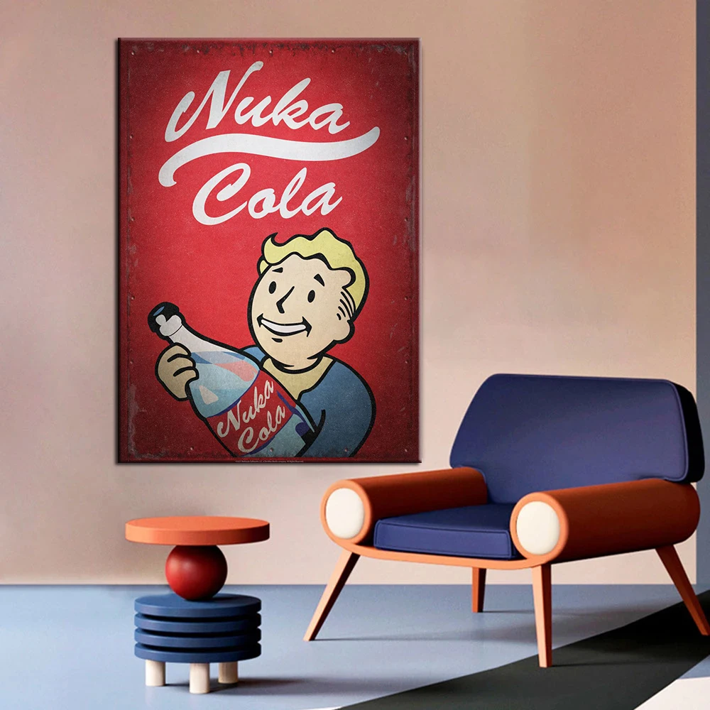 Постер с Пентаграммой и Блондинкой "Fallout Nuka Cola" на Холсте - Картина для Стены, Картины Cuadros для Рекламы в Магазине, на Улице.