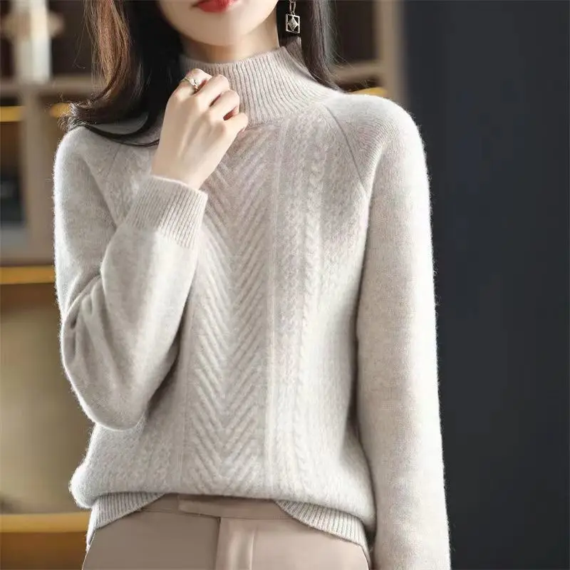 

Женский бархатный свитер с ложным воротником, однотонный зимний теплый свитер с длинным рукавом, повседневные свободные вязаные пуловеры, ...