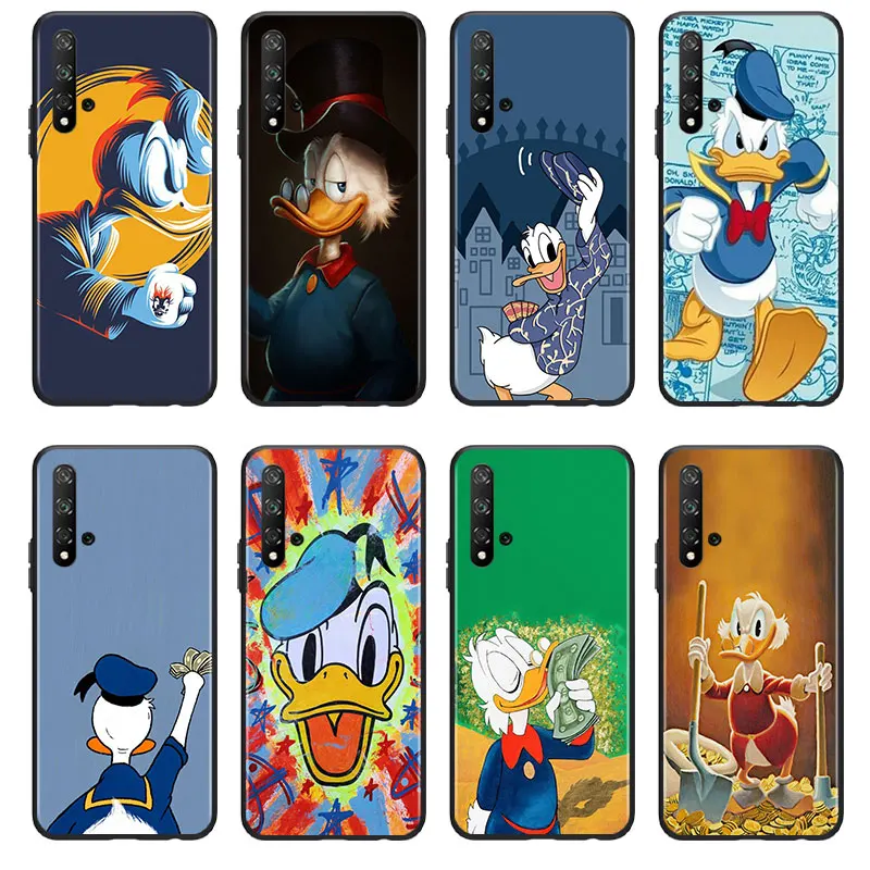 Good looking Donald Duck For Huawei Honor 60 50 X30 30i 20 10 10i 10X 9X 9S 9C 9 8X 8A lite Pro Black luxury Silicone Back Case