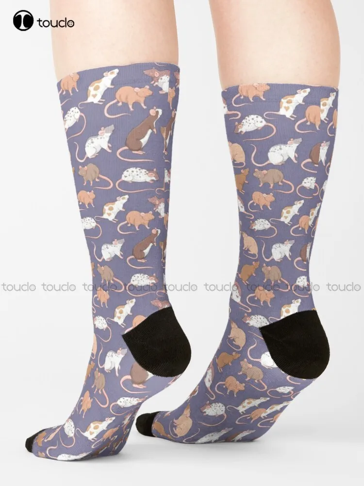Cute Rattie Rats By Whimsicolour Socks Baseball Socks Cartoon Comfortable Best Girls Sports Street Skateboard Socks Custom Gift