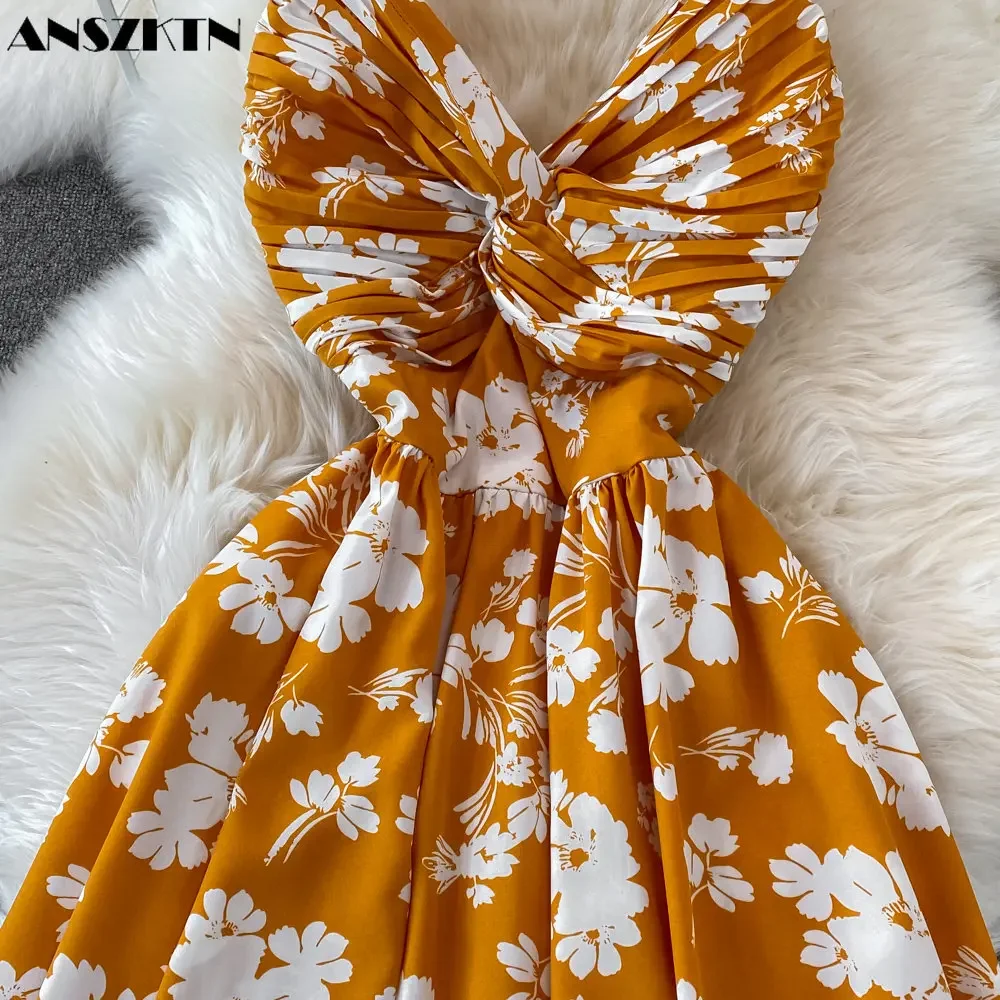 Весенне-летнее сексуальное платье ANSZKTN с полым принтом и тай-дай кружевное