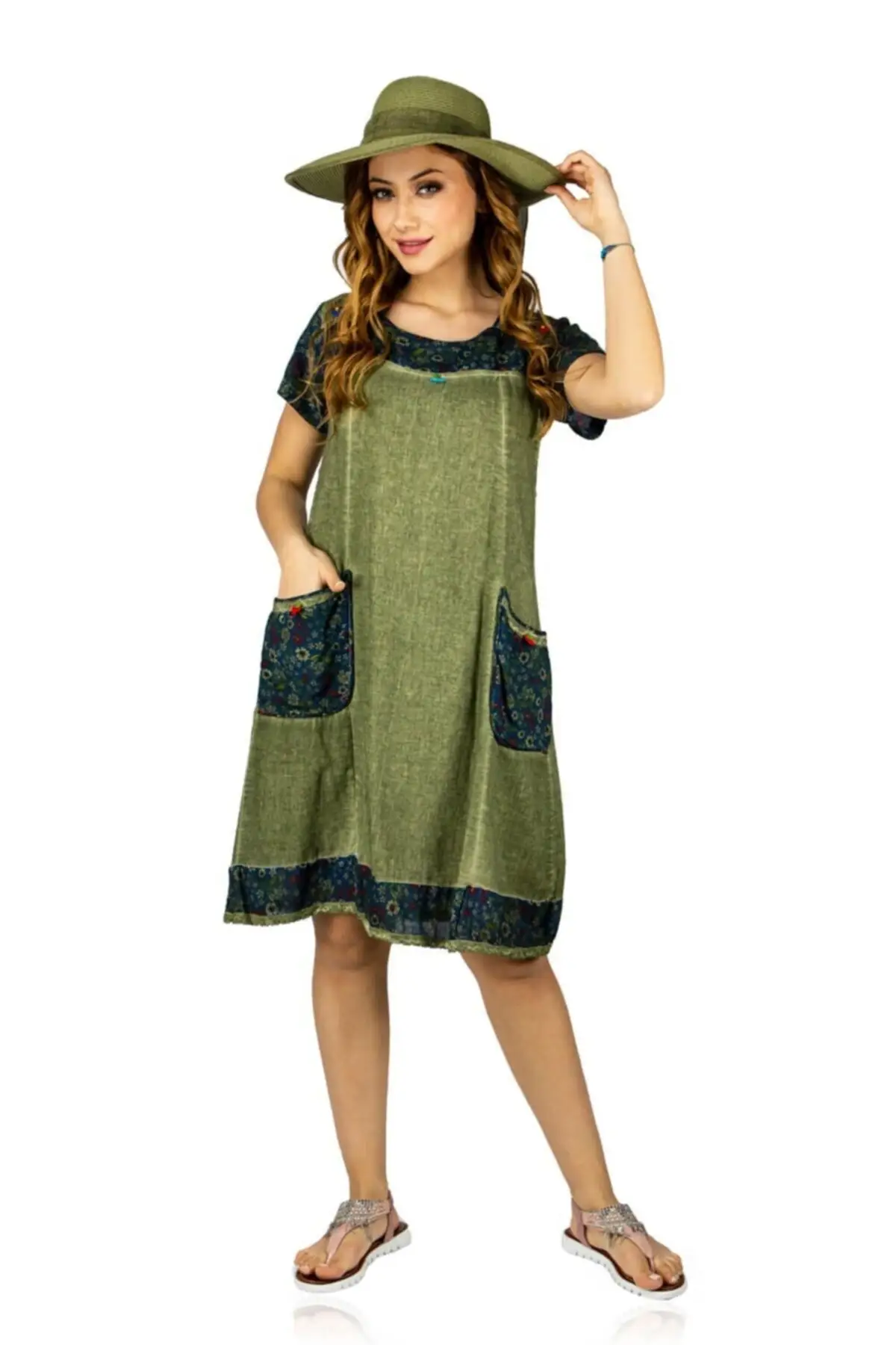 

Женское платье цвета хаки из 100% органического хлопка в английском стиле