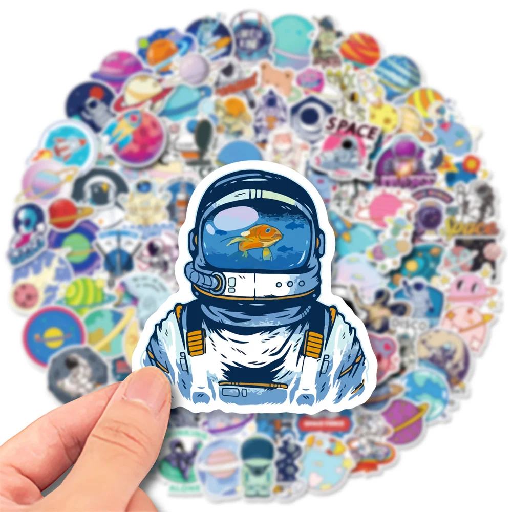 

100pcs Planet Astronaut Stickers For Notebooks Stationery Laptop Craft Supplies Space Sticker Aesthetic Scrapbooking Material