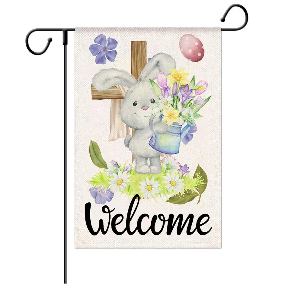 

Vivid Color Easter Garden Flag Double Sided Pattern 32x45cm Linen Flag Holiday Yard Decor For Gardens Porches Balconies