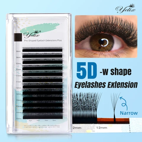 Yelix 5D черные узкие веерные ресницы для наращивания